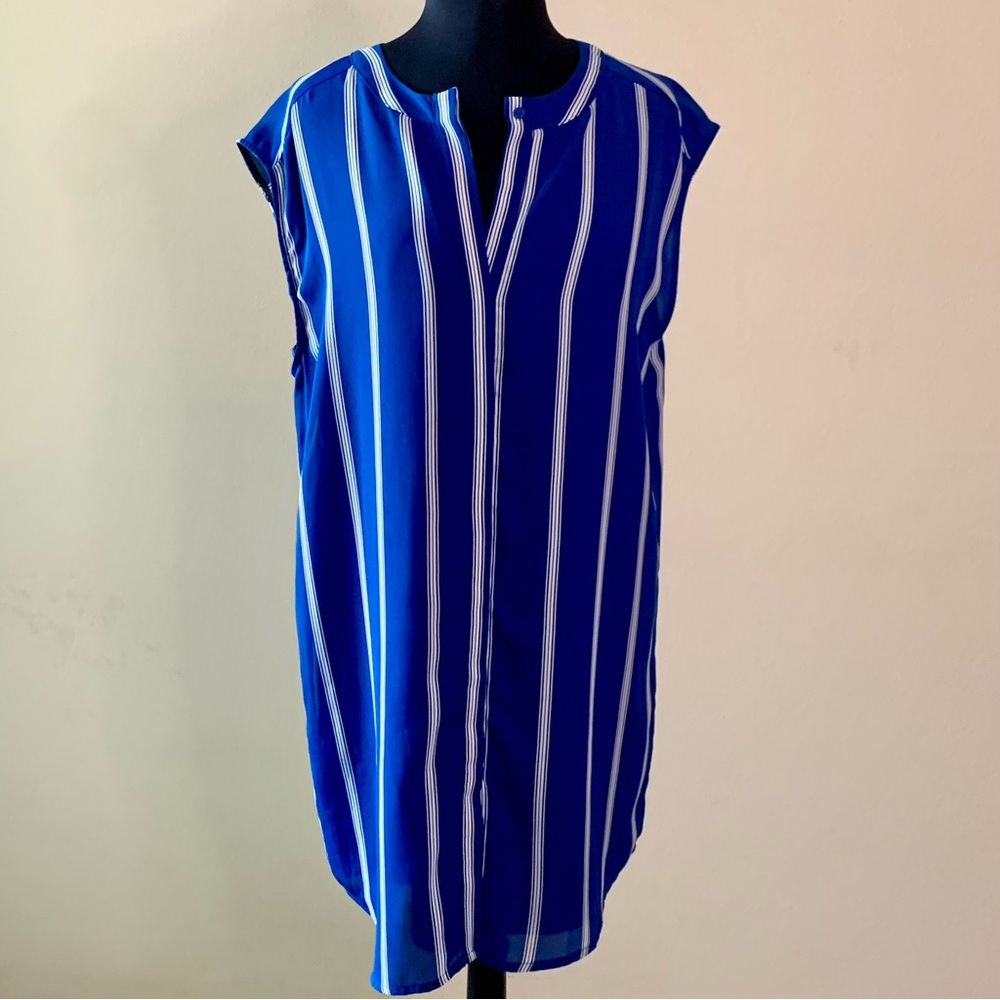 BB Dakota Dress Blue Striped Large Shift Shirtdress NWT - Picture 2 of 12